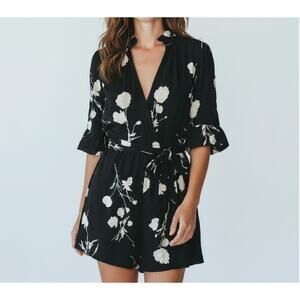 Ba&sh black and white romper with tie waist